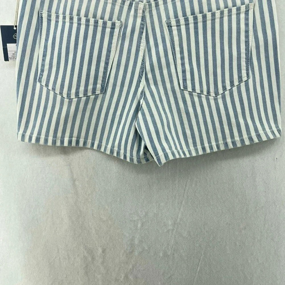Universal Thread Shorts Women's 8 Blue White Geek Striped Hi-Rise Midi Stretch - Picture 8 of 12
